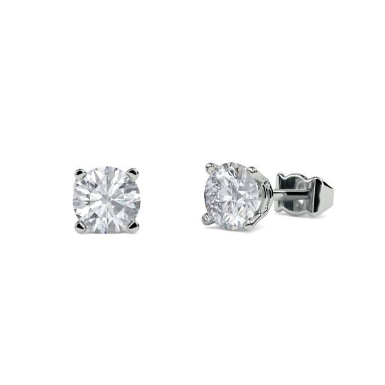 0.40ct SI/E-F Natural Round Diamond Stud Earrings in 18k White Gold