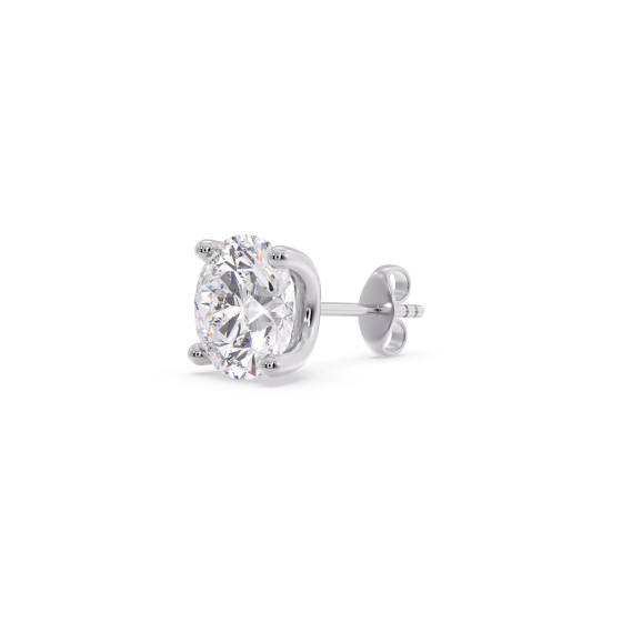 1.10ct SI2/D Lab Grown Round Diamond Single Stud Earring in 18k White Gold