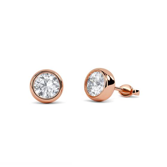 0.60ct VVS2/E Round Cut Labgrown Diamond Bezel Set Earrings