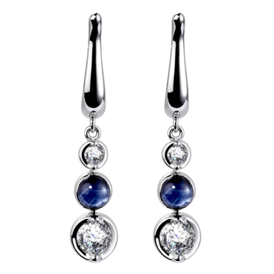 Blue Sapphire and Diamond Drop Earrings