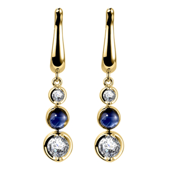 Blue Sapphire and Diamond Drop Earrings