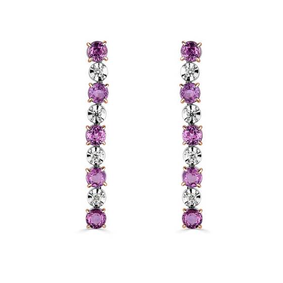 Pink Saphhire and Diamond Drop Earrings