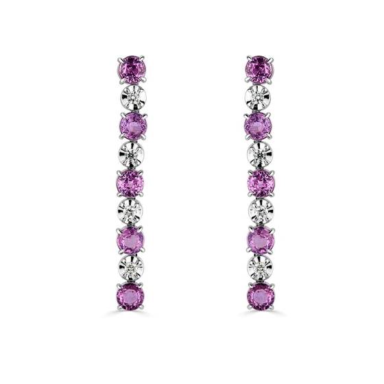 Pink Saphhire and Diamond Drop Earrings
