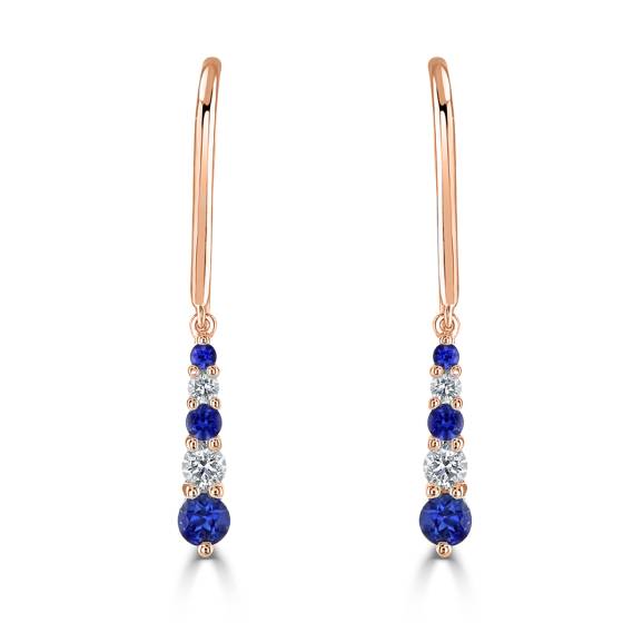 0.60ct Blue Sapphire Tiara Drop Earrings