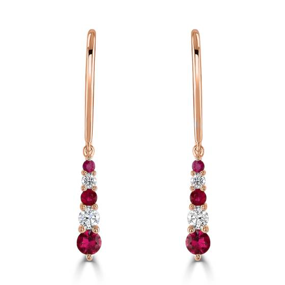0.60ct Ruby Tiara Drop Earrings