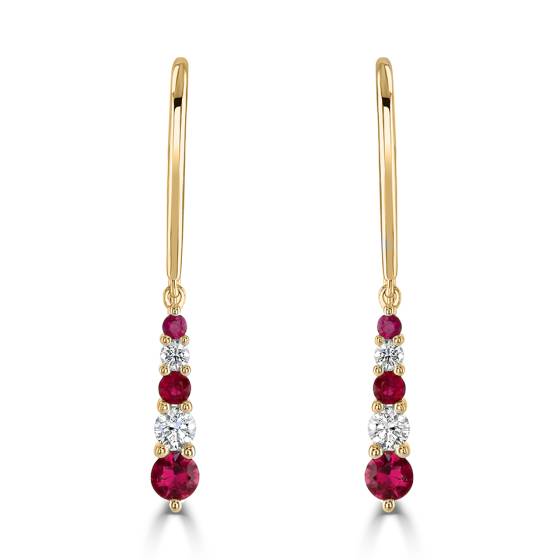 0.60ct Ruby Tiara Drop Earrings