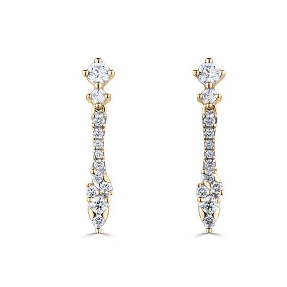 Round Diamond Flare Drop Earrings