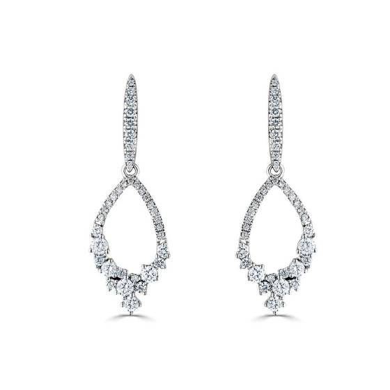 Round Diamond Effervescent Drop Earrings