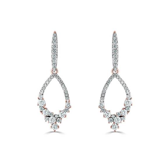 Round Diamond Effervescent Drop Earrings