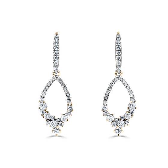 Round Diamond Effervescent Drop Earrings