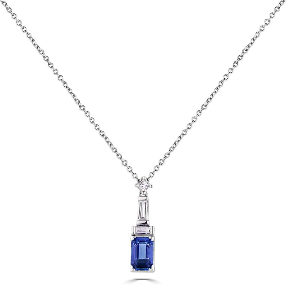 0.90ct Diamond and Blue Sapphire Art Deco Necklace