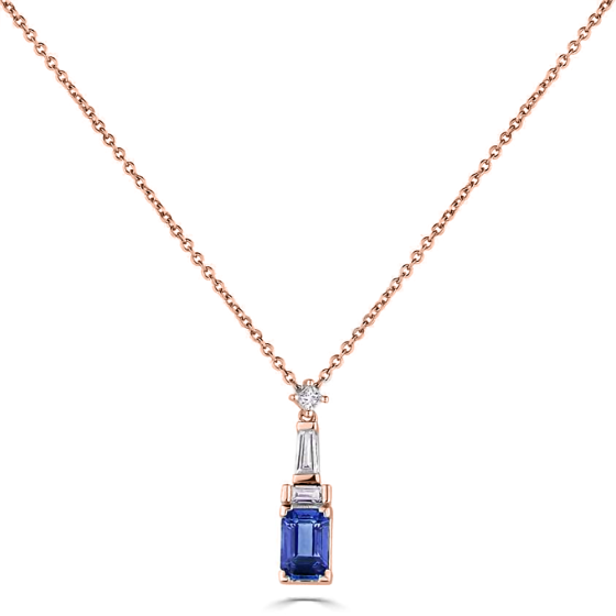 0.90ct Diamond and Blue Sapphire Art Deco Necklace