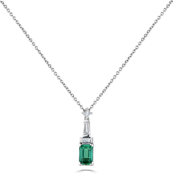 0.80ct Diamond and Emerald Art Deco Necklace