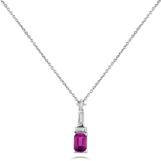 0.90ct Diamond and Ruby Art Deco Necklace