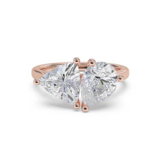Pear and Trillion Two Stone Diamond Ring