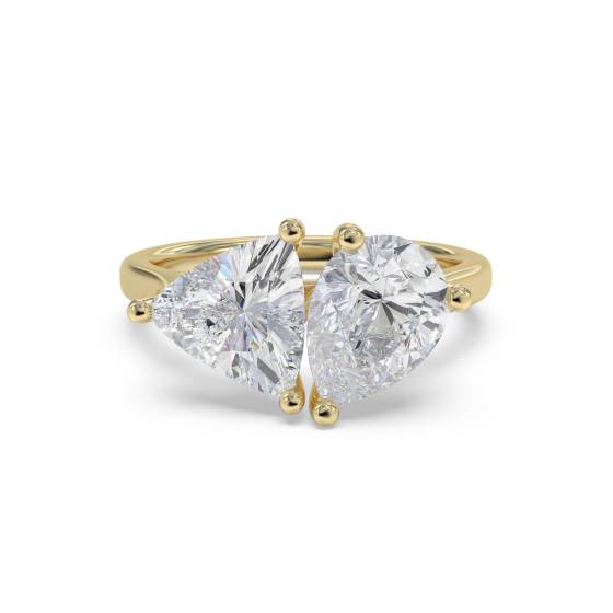 Pear and Trillion Two Stone Diamond Ring