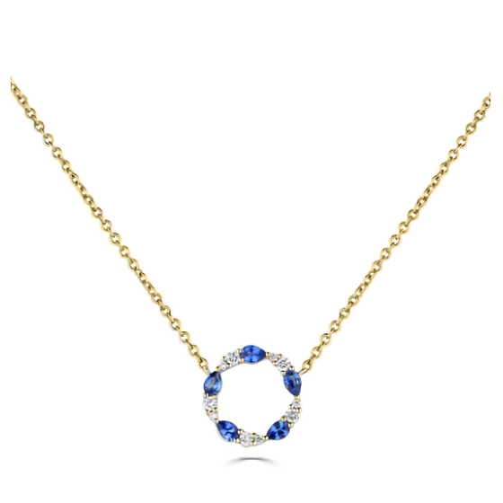 0.50ct VS/F-G Blue Sapphire and Diamond Circle Necklace