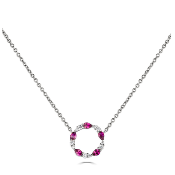 0.50ct VS/F-G Ruby and Diamond Circle Necklace