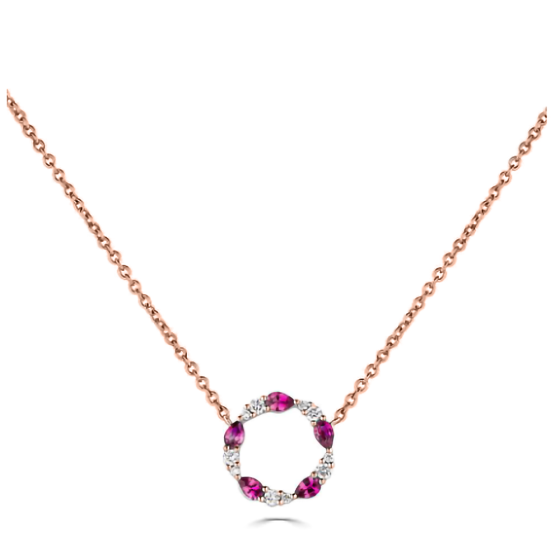 0.50ct VS/F-G Ruby and Diamond Circle Necklace