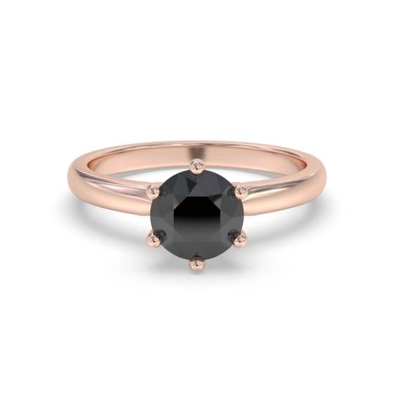 Round Black Diamond Solitaire Ring
