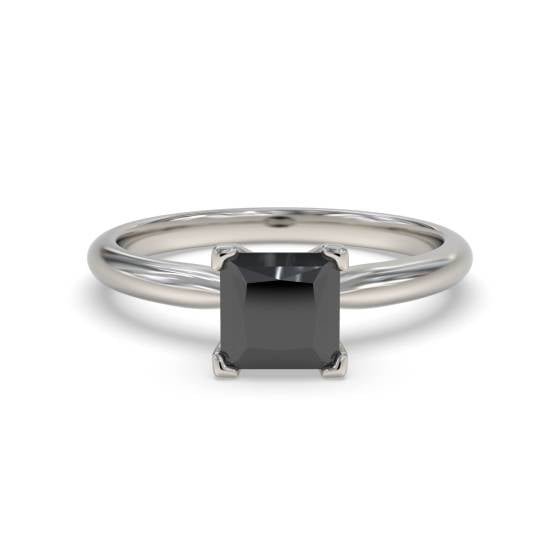 Princess Black Diamond Solitaire Ring