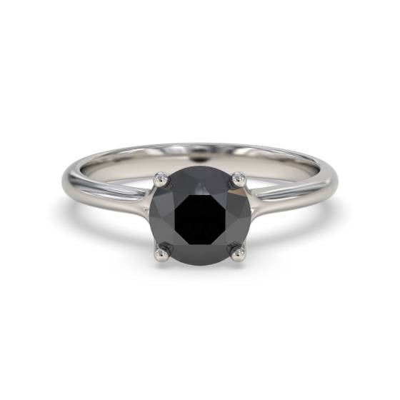 Round Black Diamond Solitaire Ring