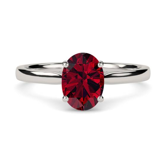 Classic Oval Ruby Solitaire Ring