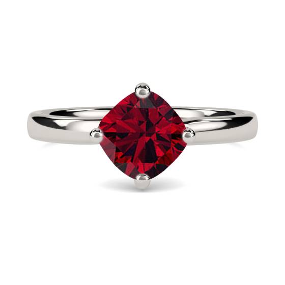 Classic Cushionruby Solitaire Ring