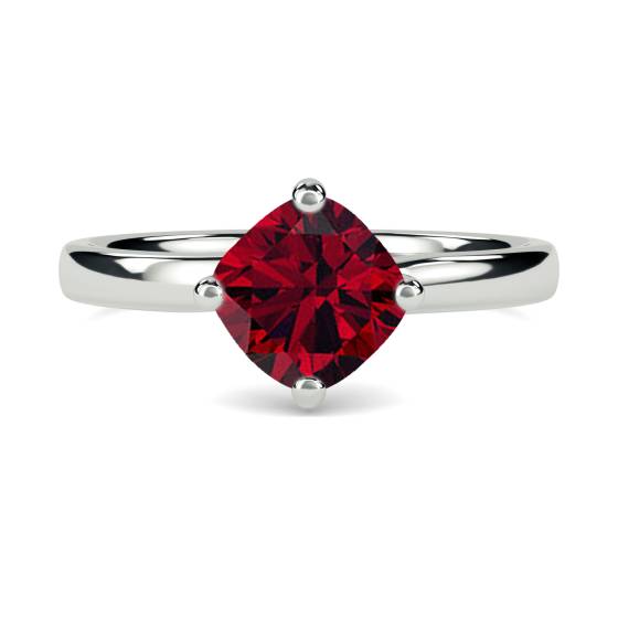 Classic Cushionruby Solitaire Ring