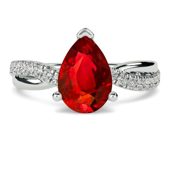 Classic Pear Ruby Solitaire Ring