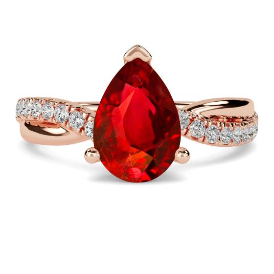 Classic Pear Ruby Solitaire Ring