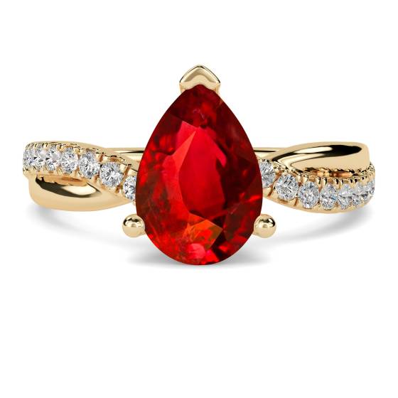 Classic Pear Ruby Solitaire Ring