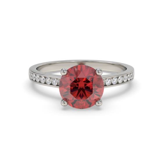Ruby and Round Diamond Engagement Ring