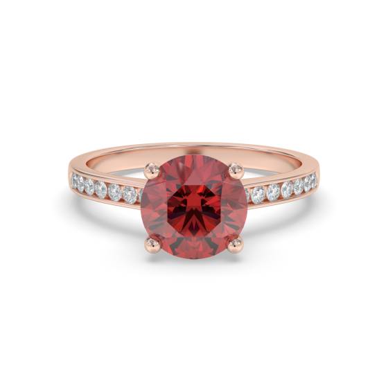 Ruby and Round Diamond Engagement Ring