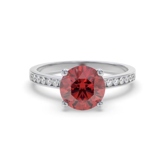 Ruby and Round Diamond Engagement Ring