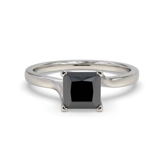 Princess Black Diamond Solitaire Ring