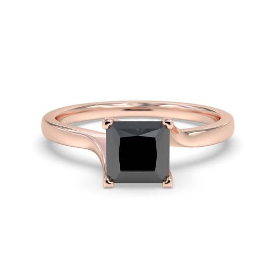 Princess Black Diamond Solitaire Ring