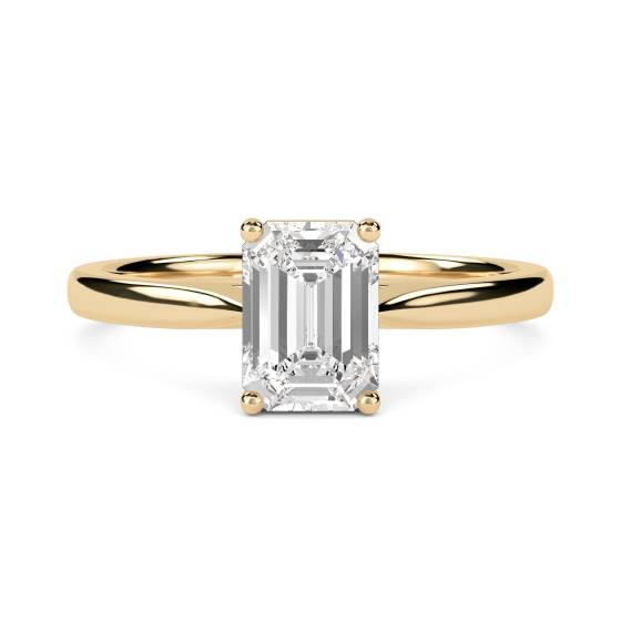 1.53ct VVS2/D Lab Grown Emerald Diamond Solitaire Ring in 18k Yellow Gold