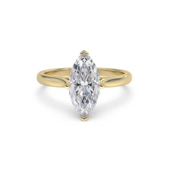 0.91ct VVS2/D Lab Grown Marquise Diamond Solitaire Ring in 18k Yellow Gold