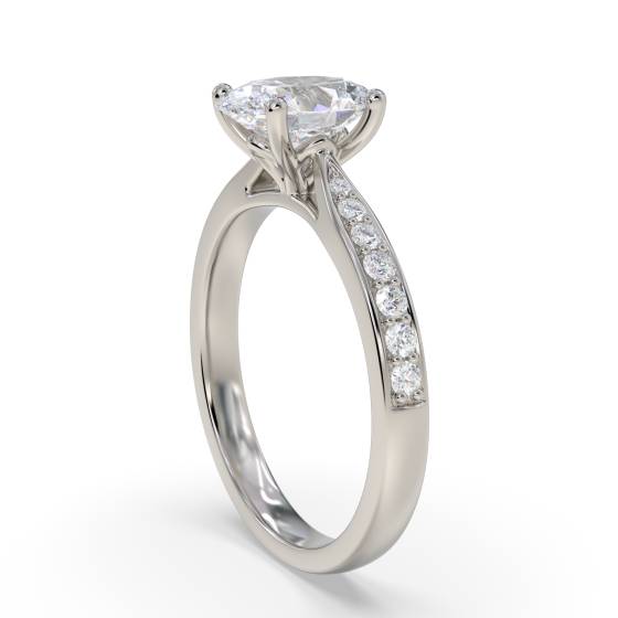 Oval Diamond Shoulder Set Engagement Ring