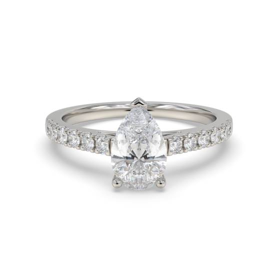 Pear Diamond Shoulder Set Engagement Ring