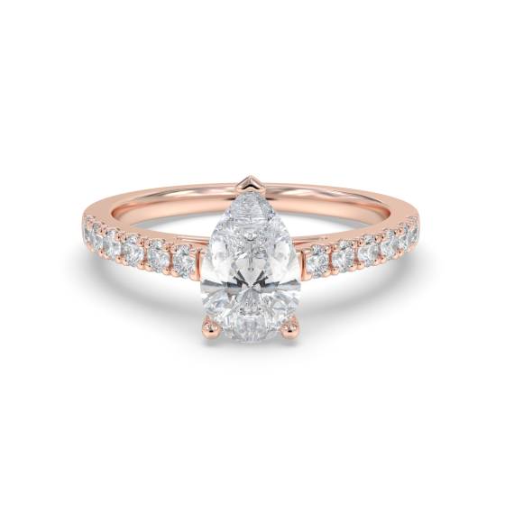 Pear Diamond Shoulder Set Engagement Ring