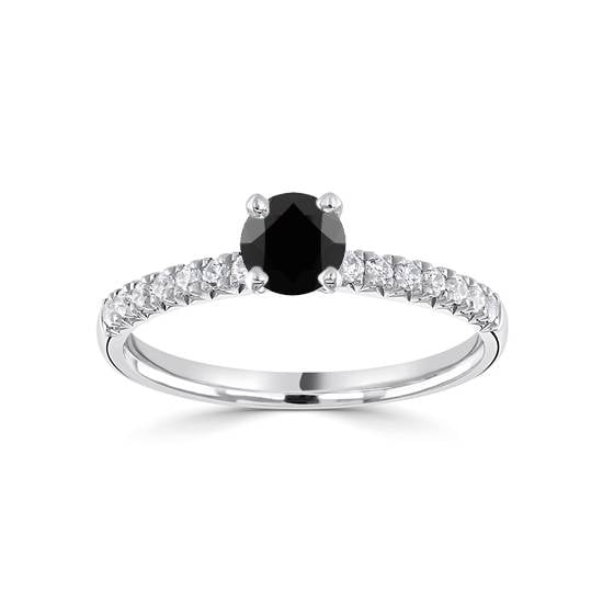 Black Diamond Shoulder Set Ring
