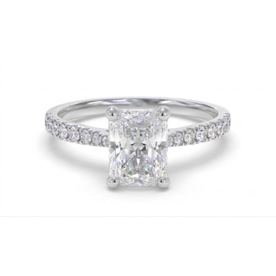 1.78ct VVS2/E Lab Grown Radiant Diamond Shoulder Set Ring in 9k White Gold