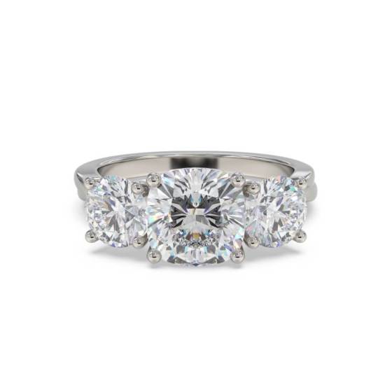 3 Stone Infinity Cushion Diamond Ring