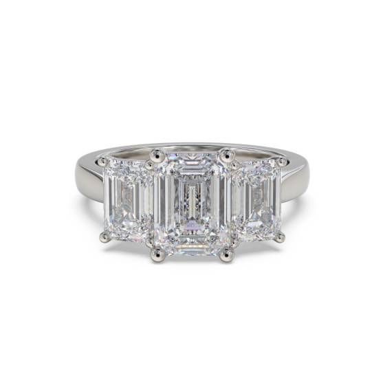 Simple Emerald Diamond Trilogy Ring