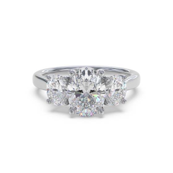 Elegant Oval Diamond Trilogy Ring