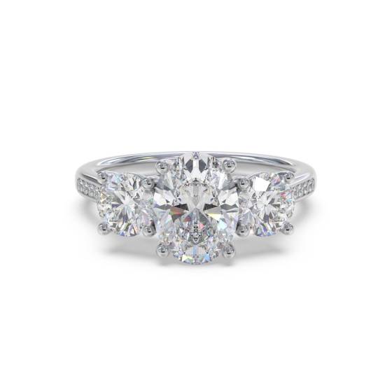 Classic Oval Diamond Trilogy Ring