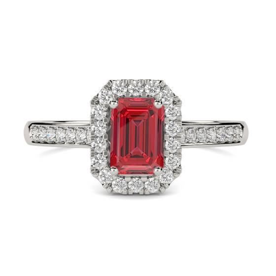 Ruby and Diamond Halo Ring
