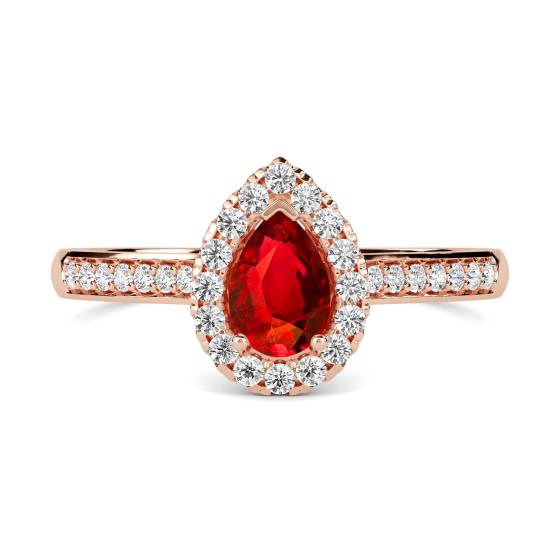 Ruby and Diamond Halo Ring